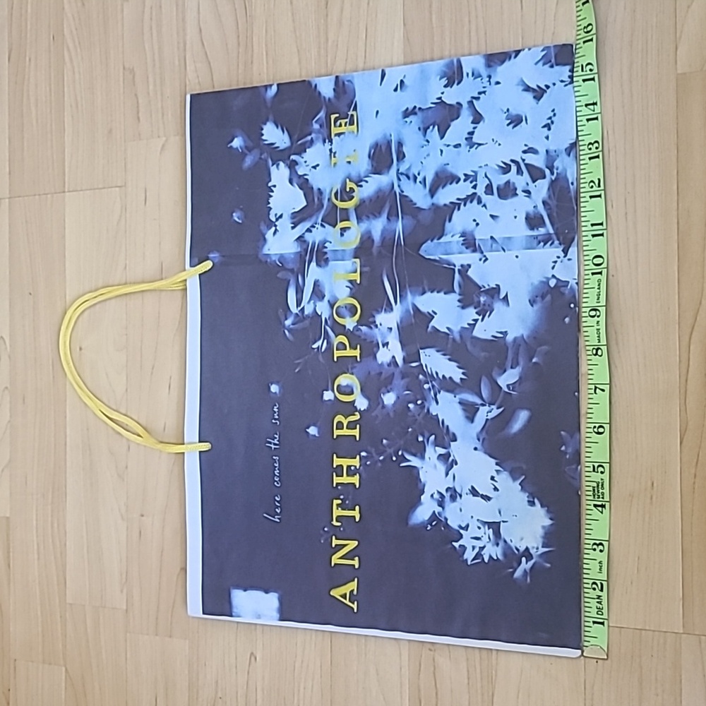 Anthropologie Paper Bag Gift Bag Shopping Bag Blue/Yellow 15 1/2×12"×6"